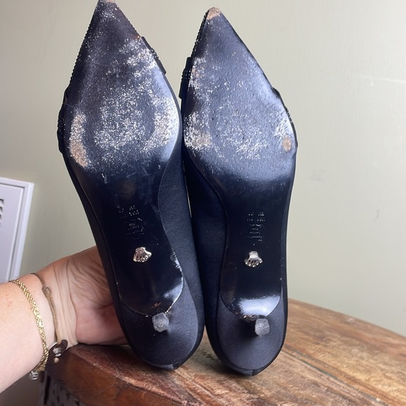 Nina New York Textile Pointed Toe Kitten Heel Shoe BLACK Rhinestones Size 8M - Picture 8 of 11